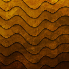 Dark orange grunge waves abstract material background. Vector design