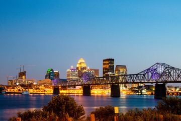 Louisville, Kentucky at Night with Ohio River