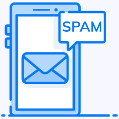 
Envelope inside mobile phone denoting spam message icon
