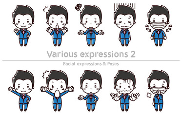 Facial expressions & Poses set / Various expressions2 / Man in suit