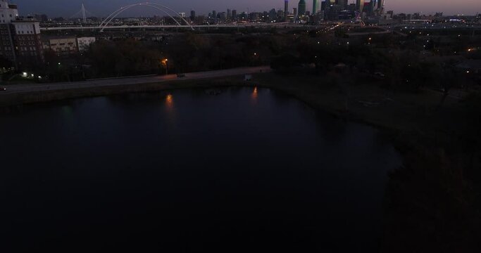 Dallas skyline reveal early sunrise