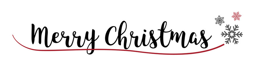 Merry Christmas lettering with snow flakes