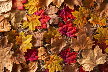 Autumn red and orange leaves background