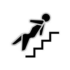 Falling down the stairs outline icon. Man falls from ladder outline icon