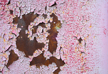 pink peeling paint rust metal rough background