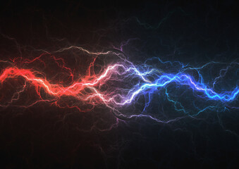 Fire and ice plasma, abstract lightning background