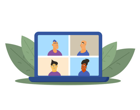 Video conference concept. Online call. Vector flat