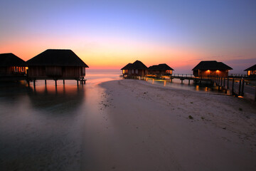 Sunset on the Maldives beach