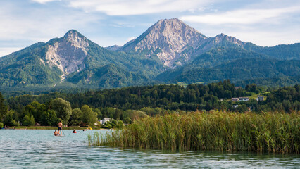 Lake 'Faaker See' with 'Mittagskogel' massif in Carinthia, Austria