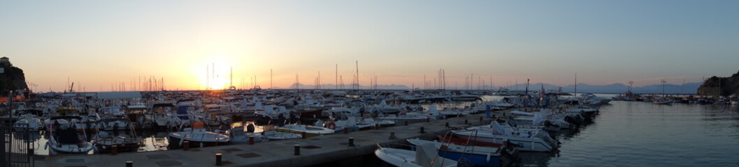 Sunset on Agropoli port on the Cilentan coast, Italy