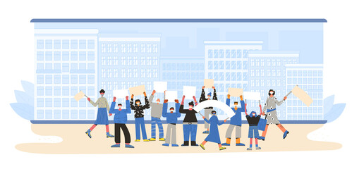 People taking part protest, parade or rally.