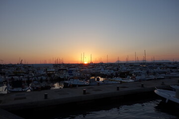 Sunset on Agropoli port on the Cilentan coast, Italy