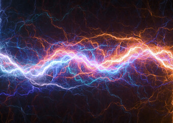 Fire and ice plasma, abstract lightning background