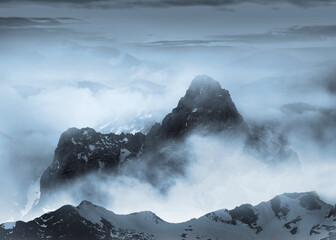 Plakat mountain landscape with clouds