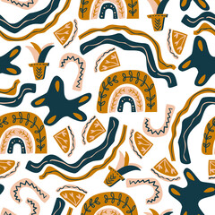 Seamless childish pattern hand drawn abstract modern. Creative design for apparel, fabric, textile, stationary, wrapping, wallpaper.