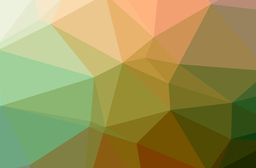 Illustration of abstract Green, Orange horizontal low poly background. Beautiful polygon design pattern.