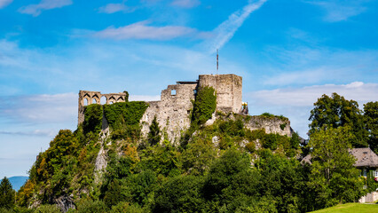 The ruined castle of 'Finkenstein' in Carinthia, Austria