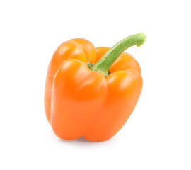 Ripe orange bell pepper isolated on white