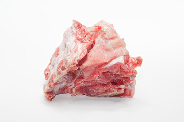 Piece of fresh minced meat on white.Serie of images.