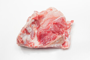 Piece of fresh minced meat on white.Serie of images.