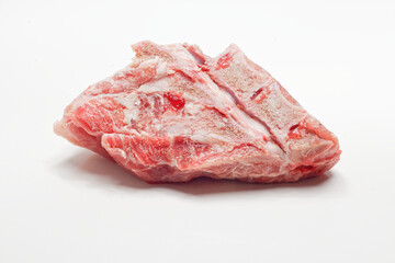 Piece of fresh minced meat on white.Serie of images.
