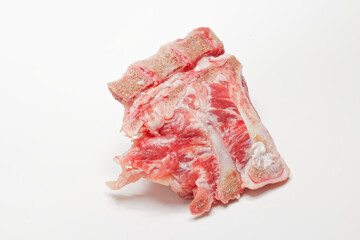 Piece of fresh minced meat on white.Serie of images.