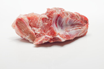 Piece of fresh minced meat on white.Serie of images.