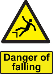 Danger of falling signs and symbols