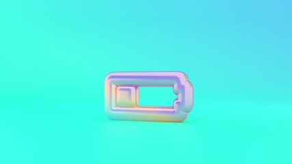 3d rendering colorful vibrant horizontal symbol of battery quarter on colored background