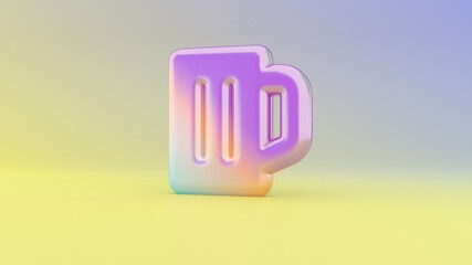3d rendering colorful vibrant symbol of glass of beer on colored background