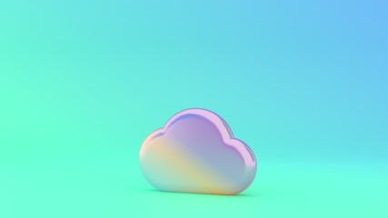 3d rendering colorful vibrant symbol of cloud on colored background