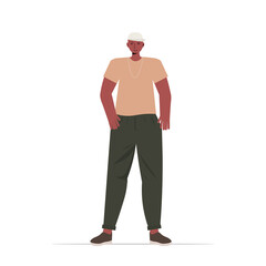 young man in casual trendy clothes male cartoon character standing pose full length vector illustration