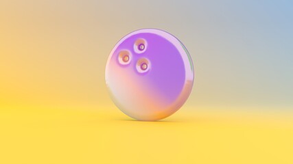 3d rendering colorful vibrant symbol of bowling ball on colored background