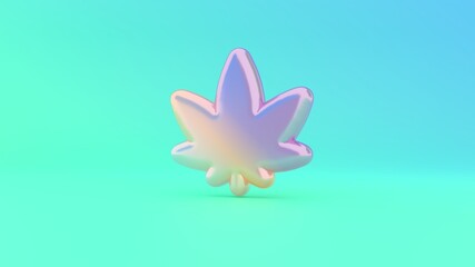 3d rendering colorful vibrant symbol of cannabis leaf on colored background