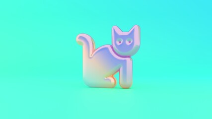 3d rendering colorful vibrant symbol of cat on colored background