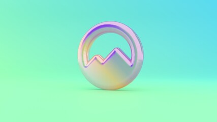 3d rendering colorful vibrant symbol of circle mountain on colored background