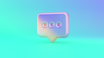 3d rendering colorful vibrant symbol of rounded chat bubble on colored background
