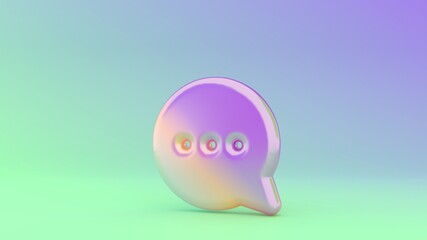 3d rendering colorful vibrant symbol of rounded chat bubble on colored background
