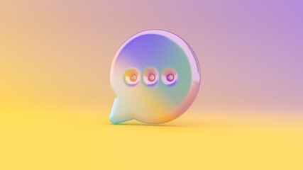 3d rendering colorful vibrant symbol of rounded chat bubble on colored background