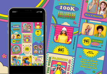 Groovy Fashion Puzzle Social Media Layout