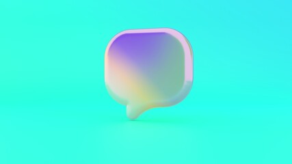 3d rendering colorful vibrant symbol of  rounded chat bubble on colored background
