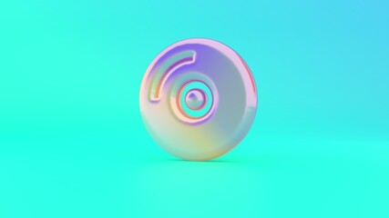 3d rendering colorful vibrant symbol of compact disc on colored background