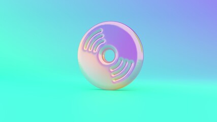 3d rendering colorful vibrant symbol of compact disc on colored background