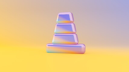 3d rendering colorful vibrant symbol of cone on colored background