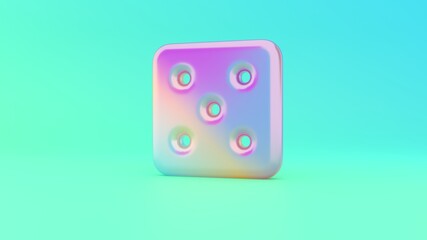 3d rendering colorful vibrant symbol of dice on colored background