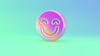 3d rendering colorful vibrant symbol of emoticons happy  on colored background