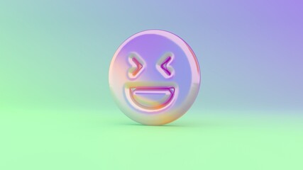 3d rendering colorful vibrant symbol of emoticons laughing  on colored background
