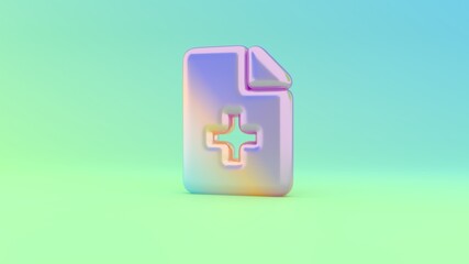 3d rendering colorful vibrant symbol of file medical on colored background