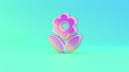 3d rendering colorful vibrant symbol of flower on colored background