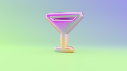 3d rendering colorful vibrant symbol of glass martini  on colored background